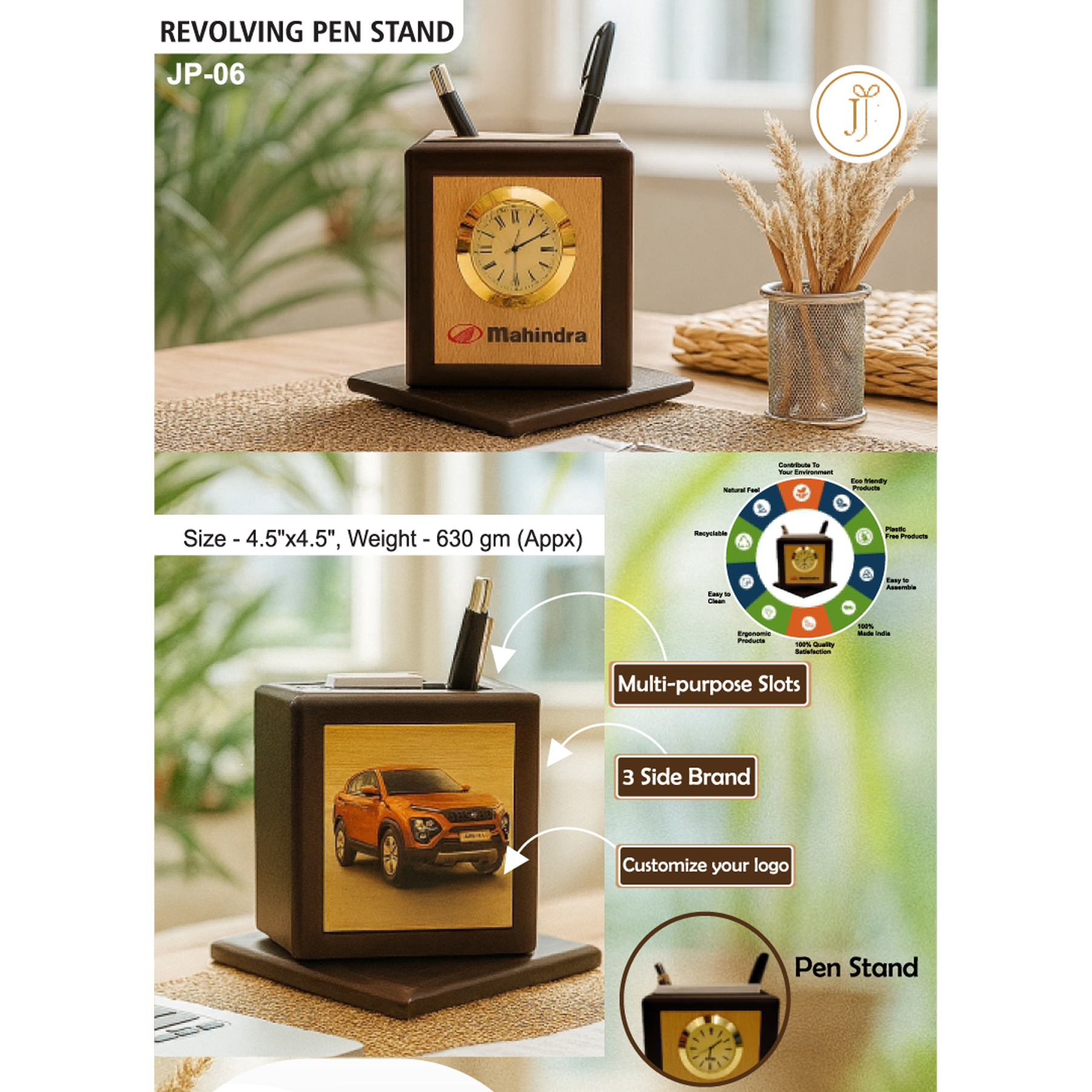 52025JP06*WOODEN REVOLVING PENSTAND 