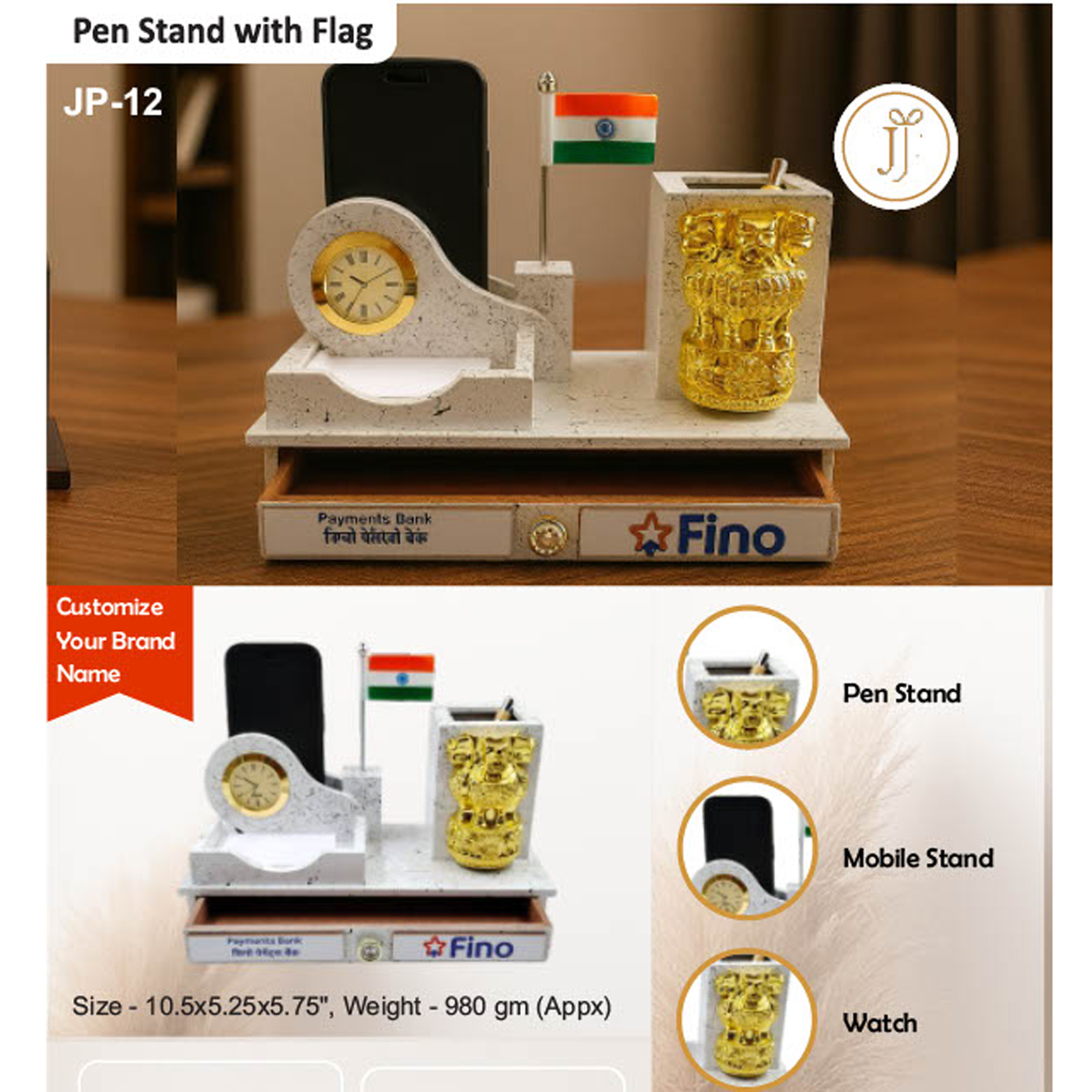 52025JP12*WOODEN PENSTAND WITH FLAG