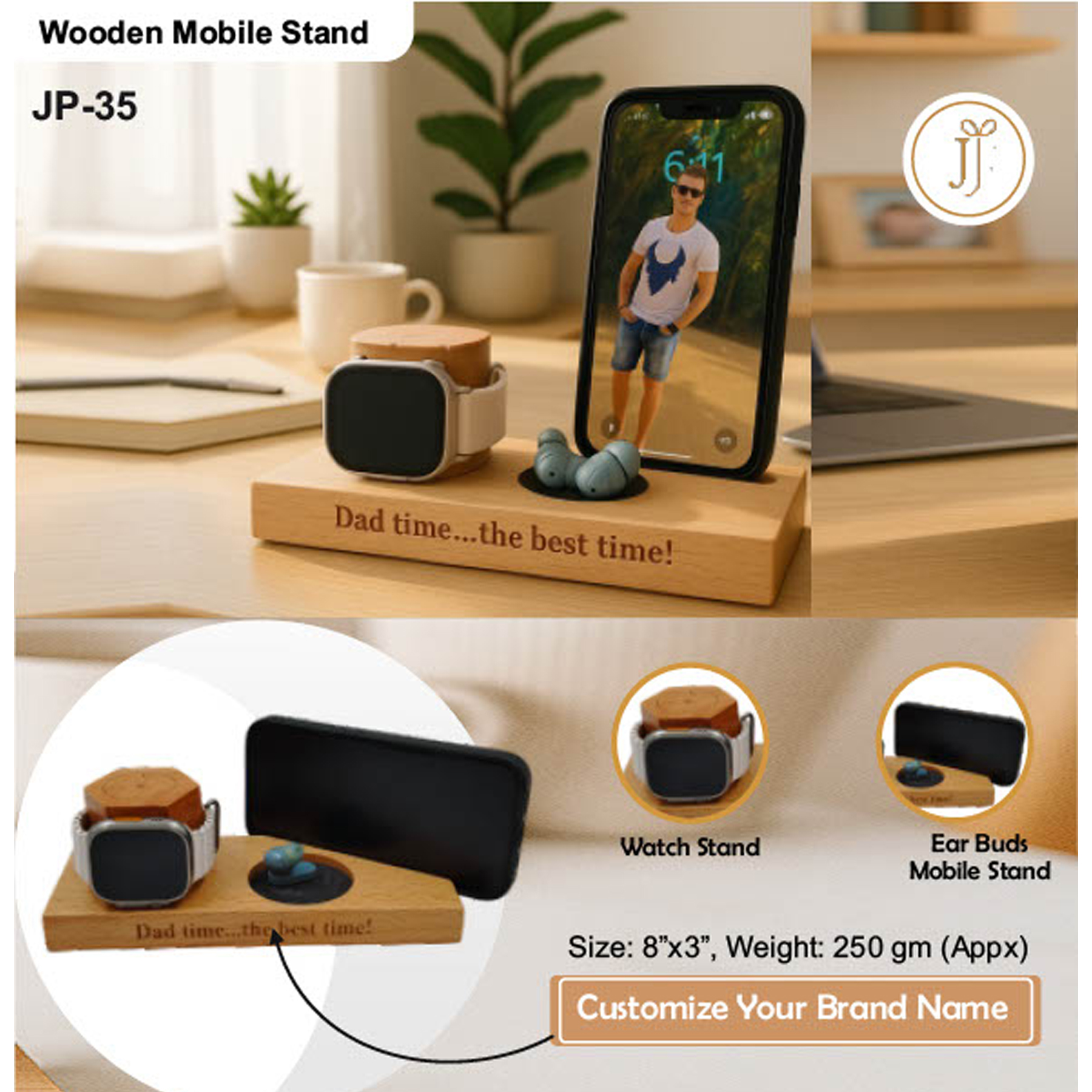 52025JP35*WOODEN MOBILE STAND