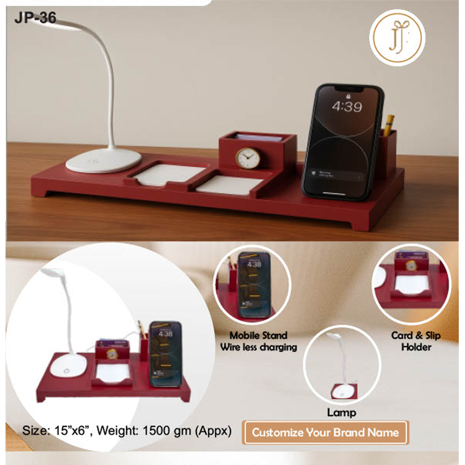 52025JP36*WOODEN REVOLVING PENSTAND