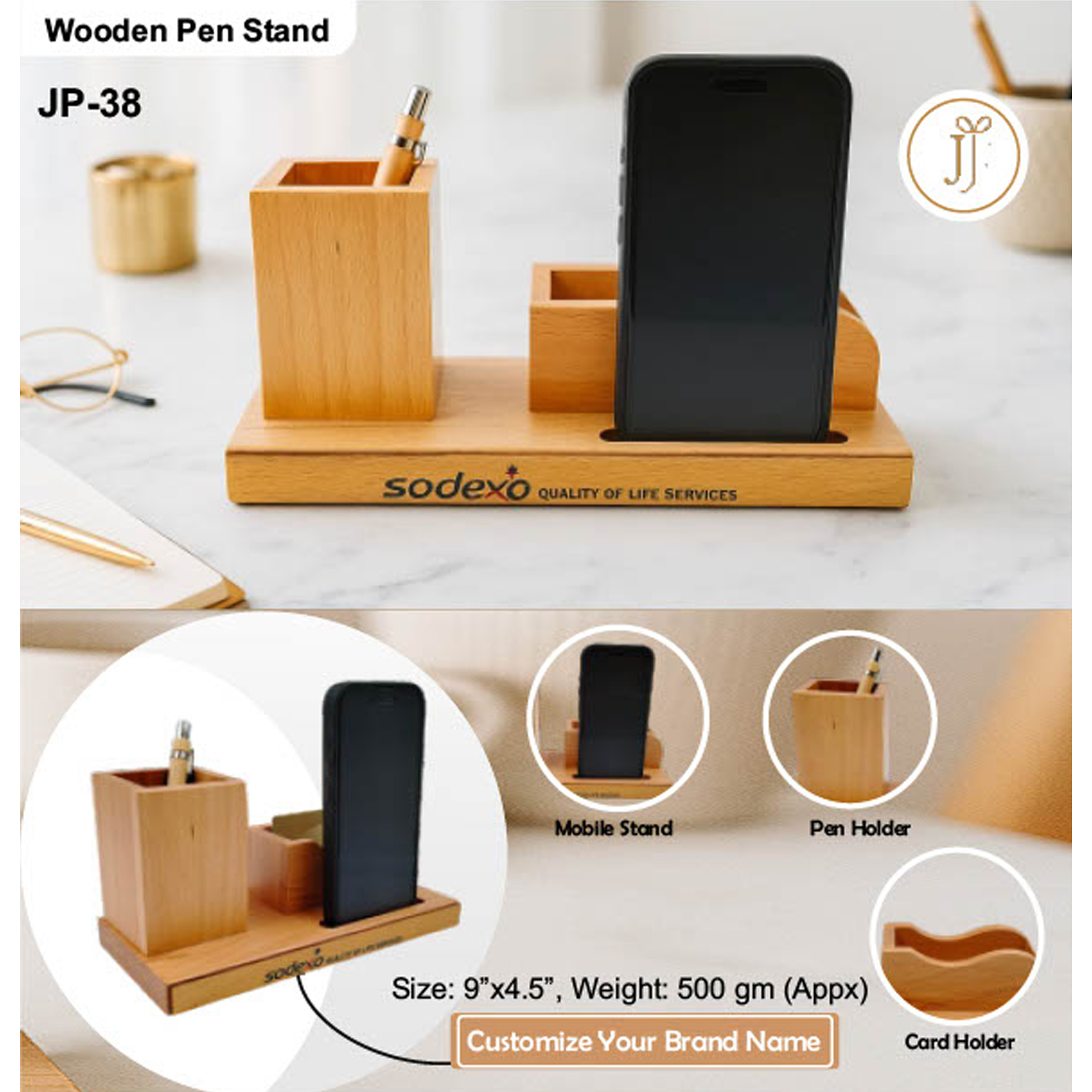 52025JP38*WOODEN PENSTAND