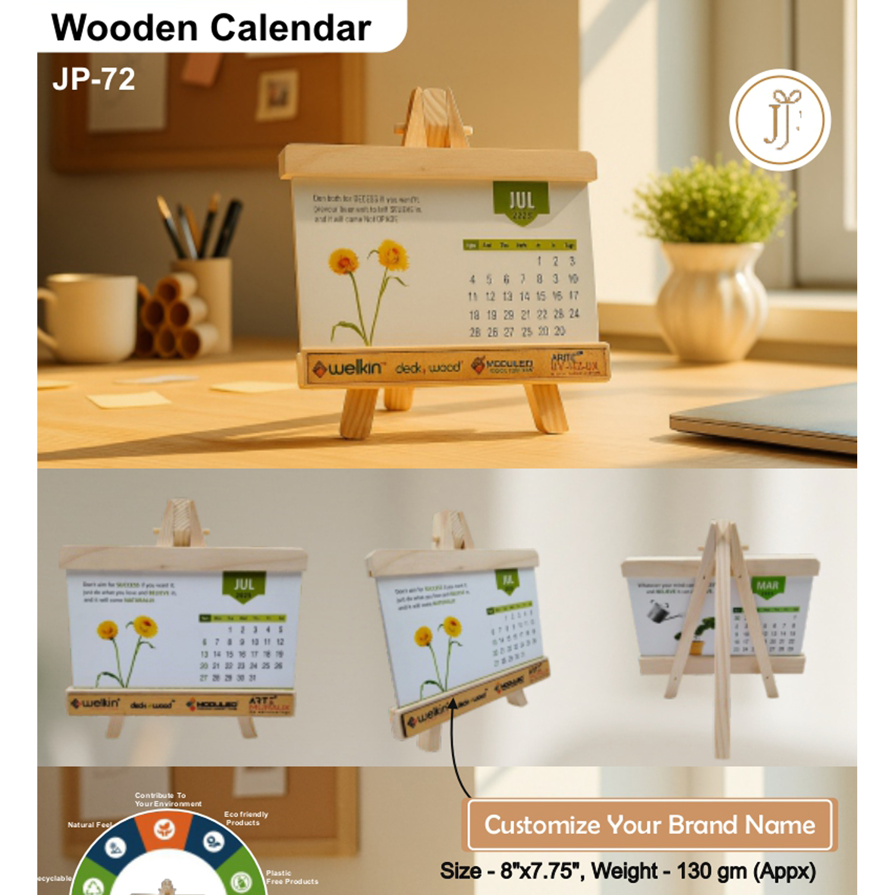 52025JP72*WOODEN TABLE CALENDAR