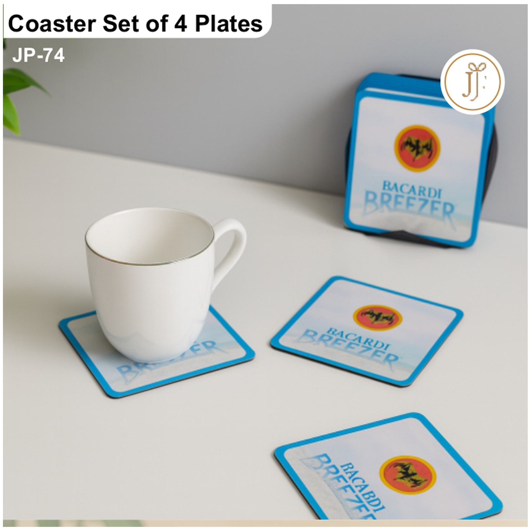 52025JP74*COASTER SET 4 PLATE GLOSS FINISH 