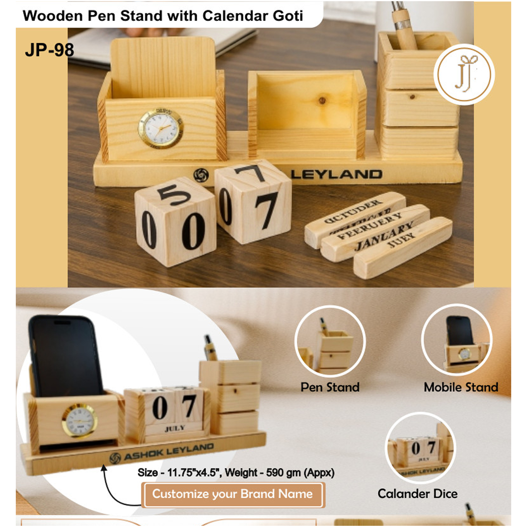 52025JP98*PENSTAND WITH CALENDAR GOTI