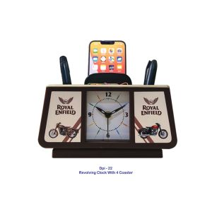 53202322*REVOLVING CLOCK WITH PEN STAND & 4 COASTERS
