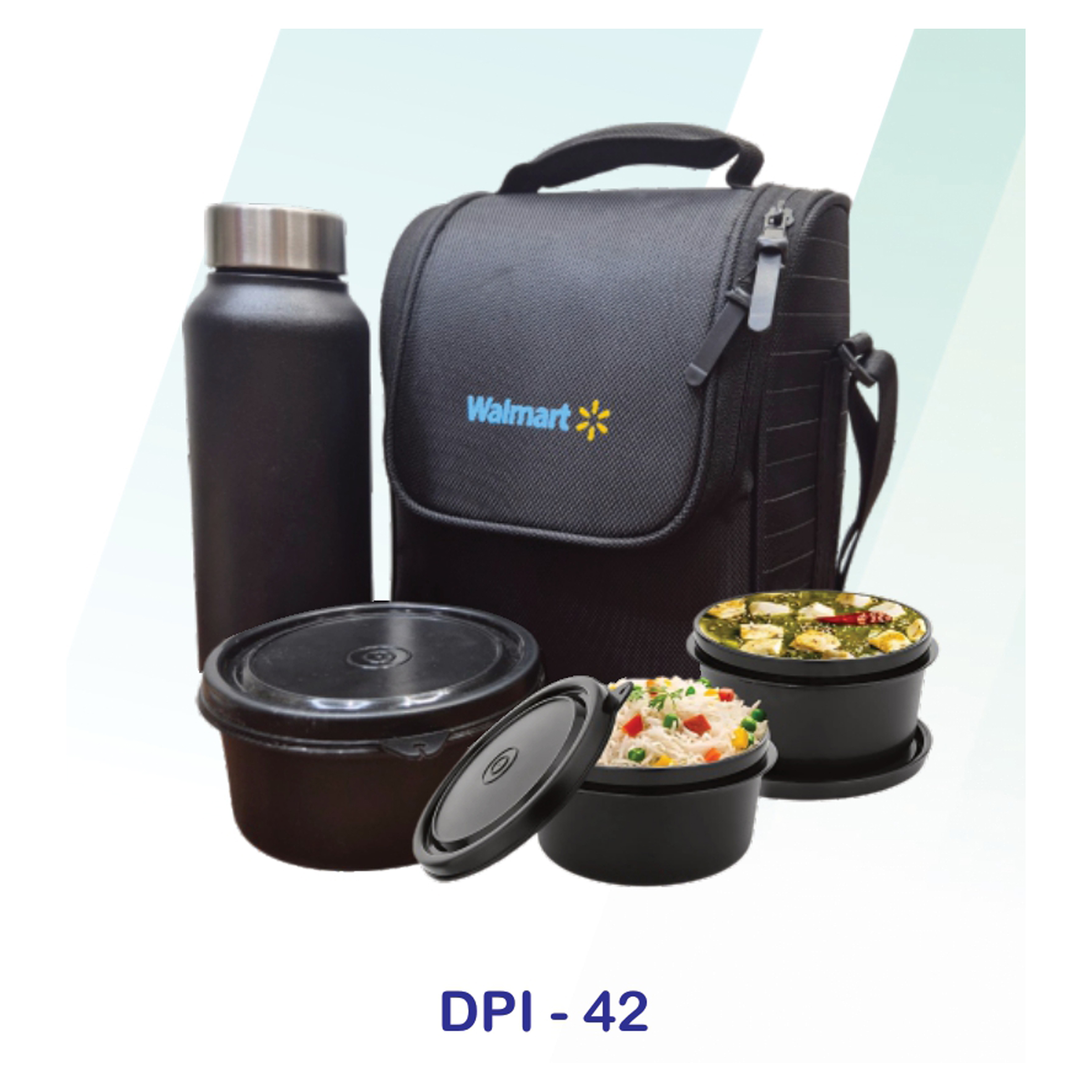53202542*TIFFIN TALES LUNCH BOX WITH 3 SS CONTAINERS & BOTTLE