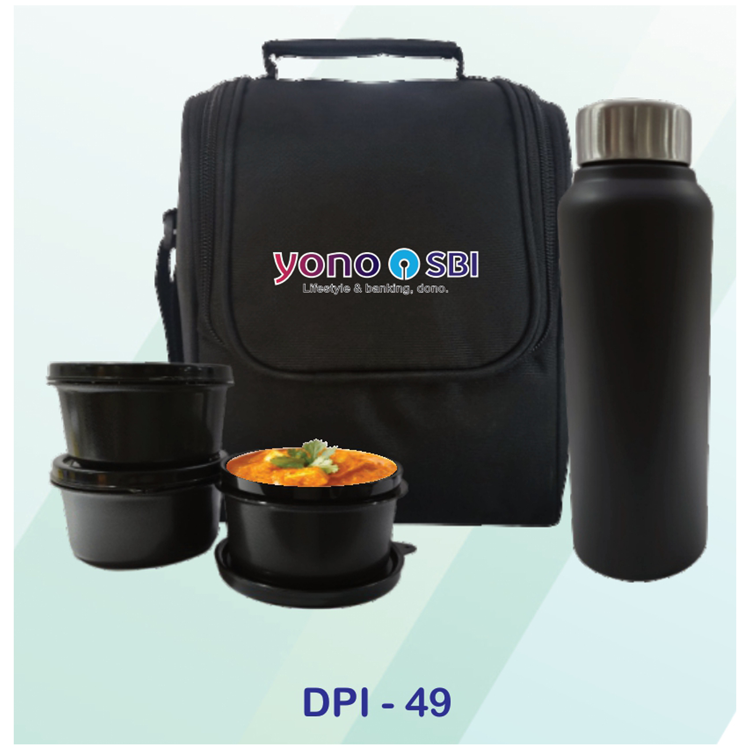 53202549*GOOD LIFE LUNCH BOX WITH 3 SS CONTAINERS & BOTTLE