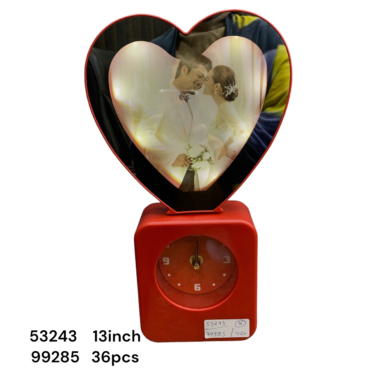 53243 (36)-HEART MAGIC MIRROR WITH CLOCK