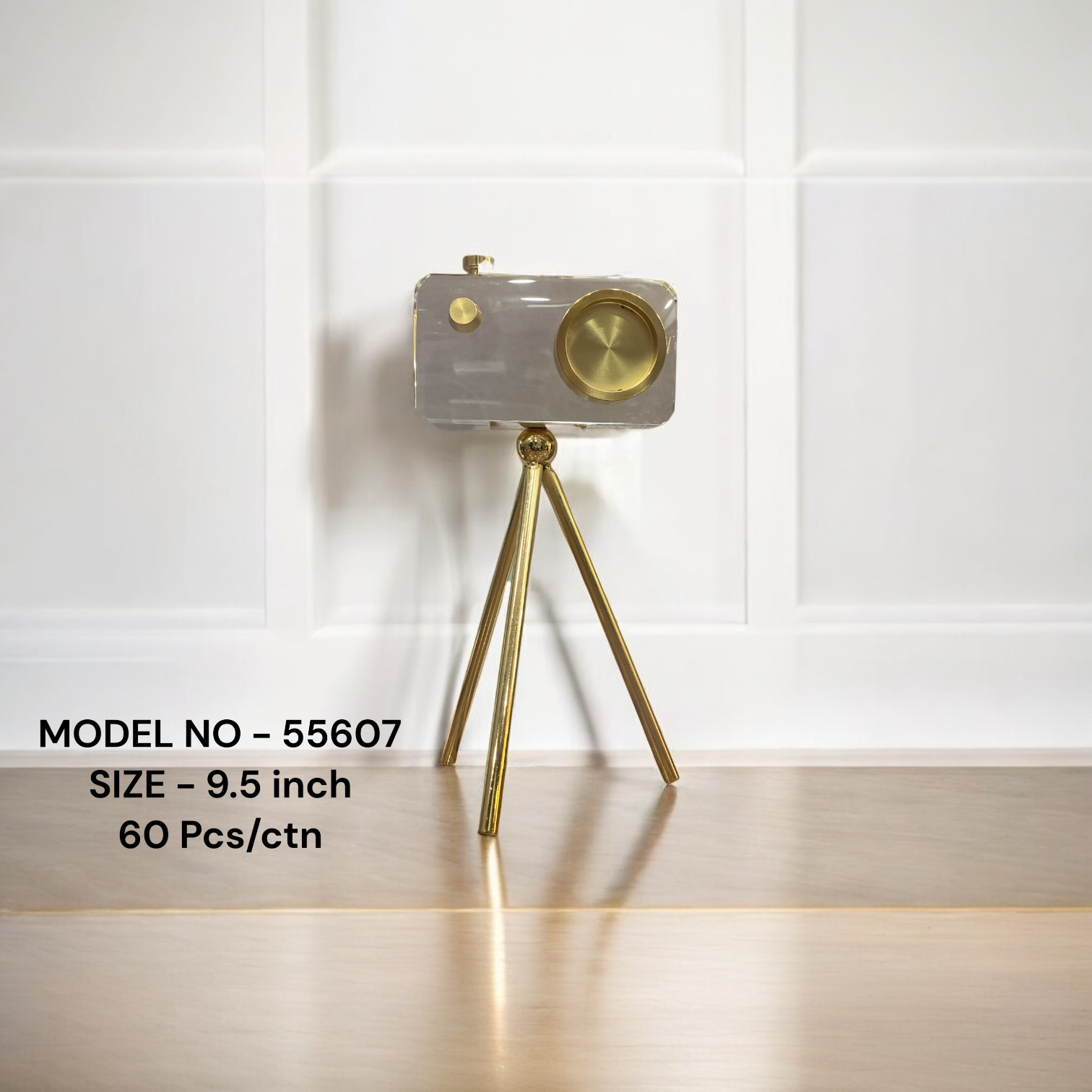55607 (12)-CRYSTAL CAMERA & METAL STAND