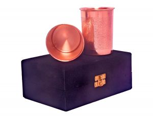 Pack of 2 Embossed Copper Glass gift set DC 31