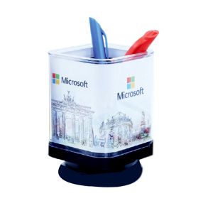 7202158 Square Revolving  Tumbler With Pen Stand