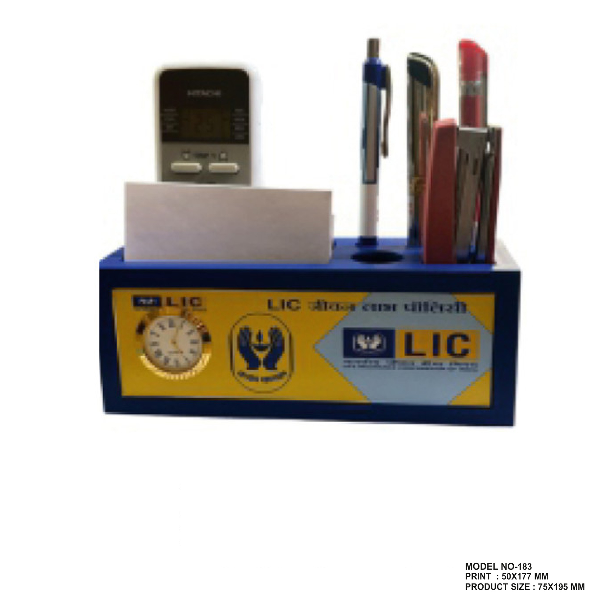 772026183*PEN STAND WITH TABLE CLOCK