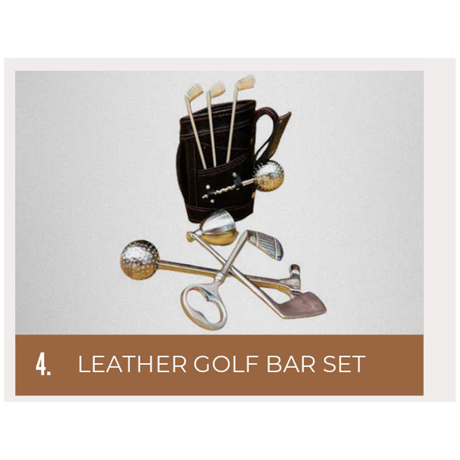 822025BH04*LEATHER GOLF BAR SET