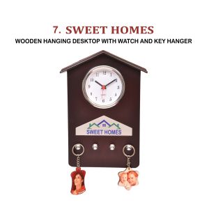 96202307*WOODEN HANGING DESKTOP WITH WATCH AND KEY HANGER