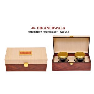 96202346*WOODEN DRY FRUIT BOX WITH TWO JAR 