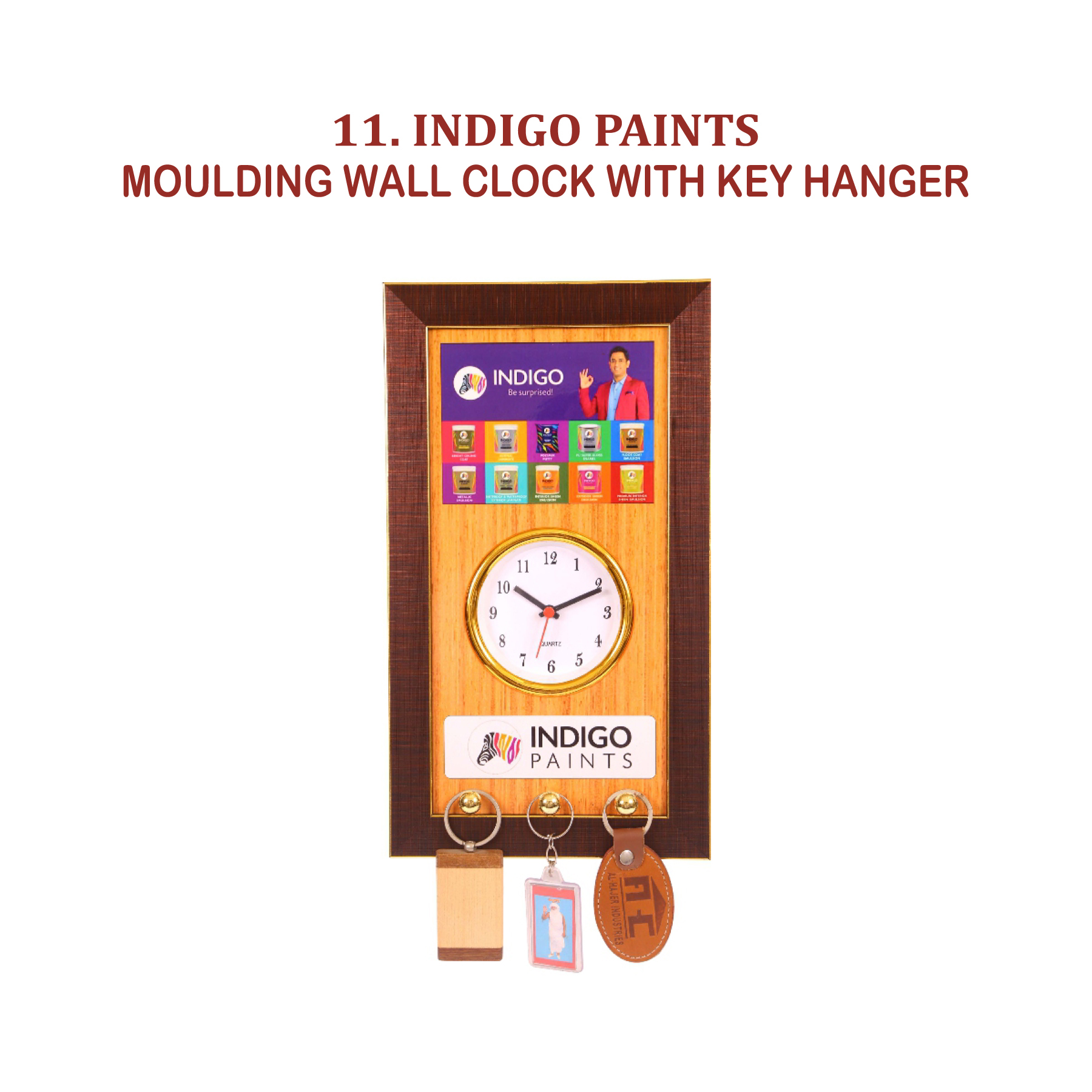 96202511*MOULDING WALL CLOCK WITH KEY HANGER