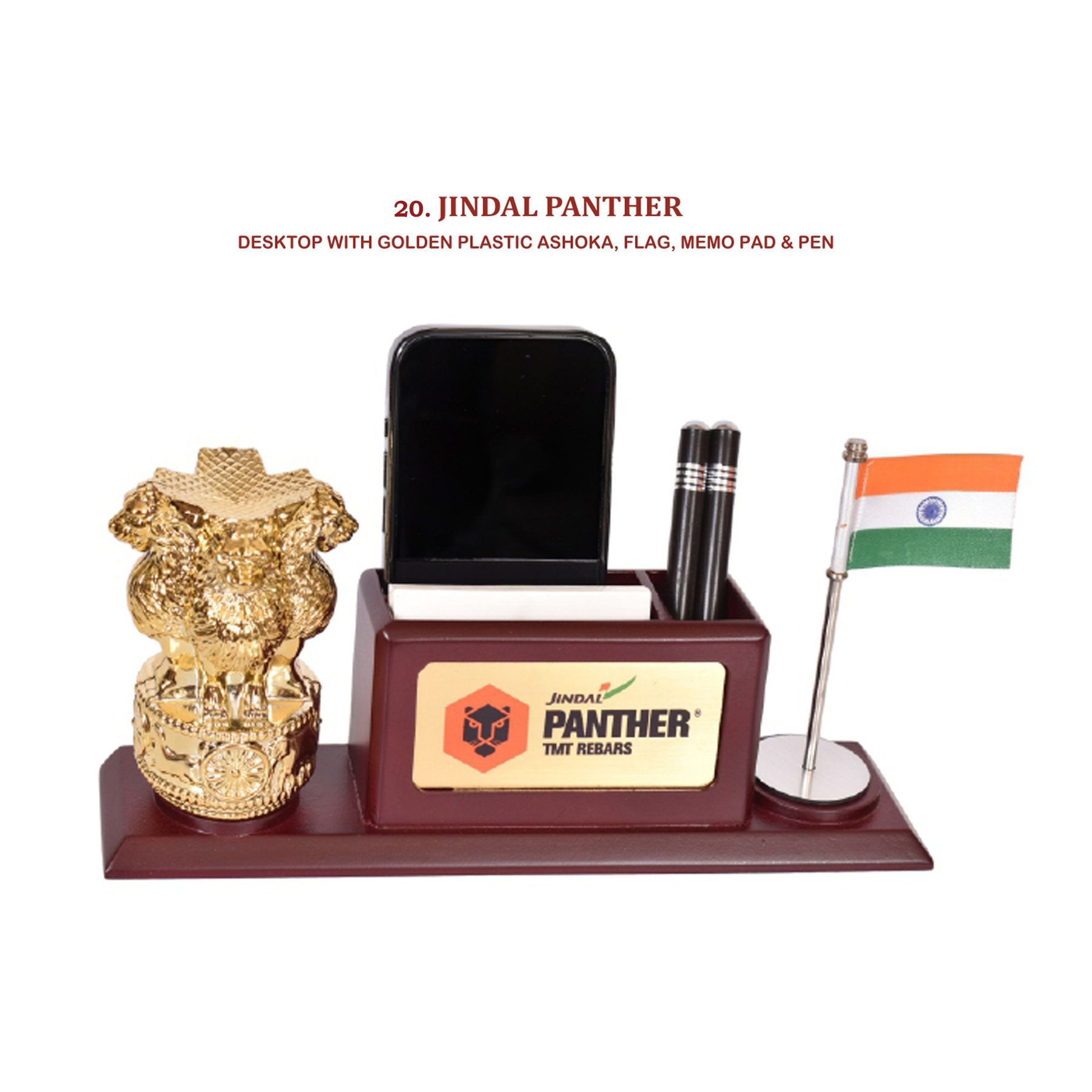 96202520*DESKTOP WITH GOLDEN PLASTIC ASHOKA FLAG MEMO PAD & PEN