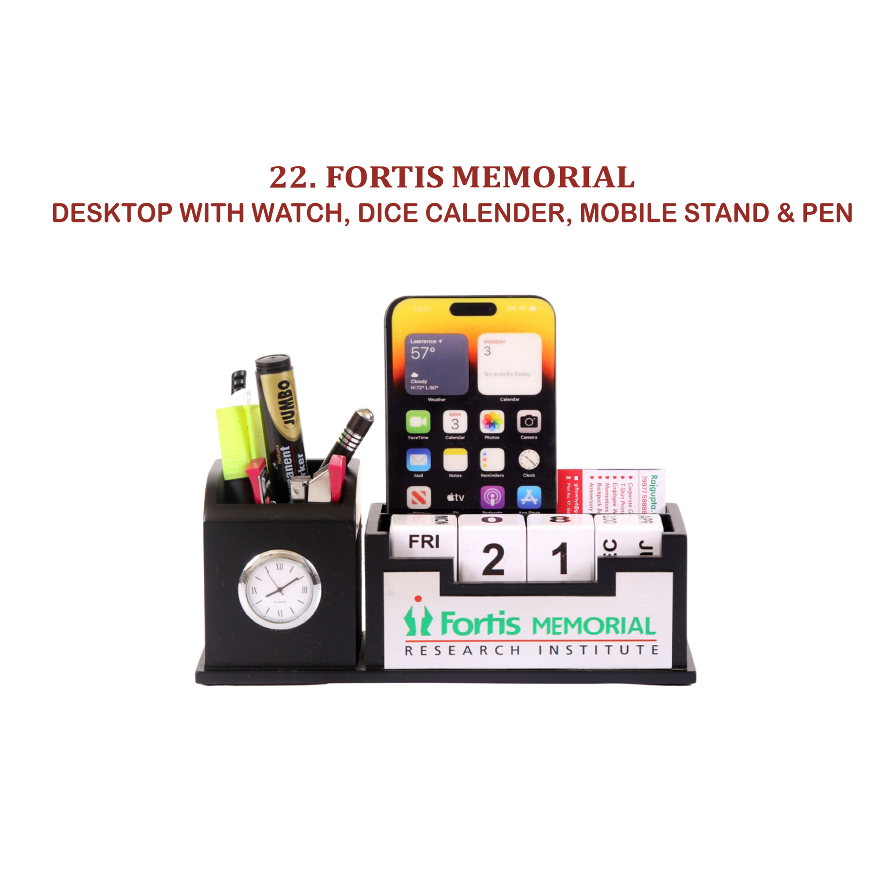 96202522*DESKTOP WITH WATCH DICE CALENDER MOBILE STAND & PEN
