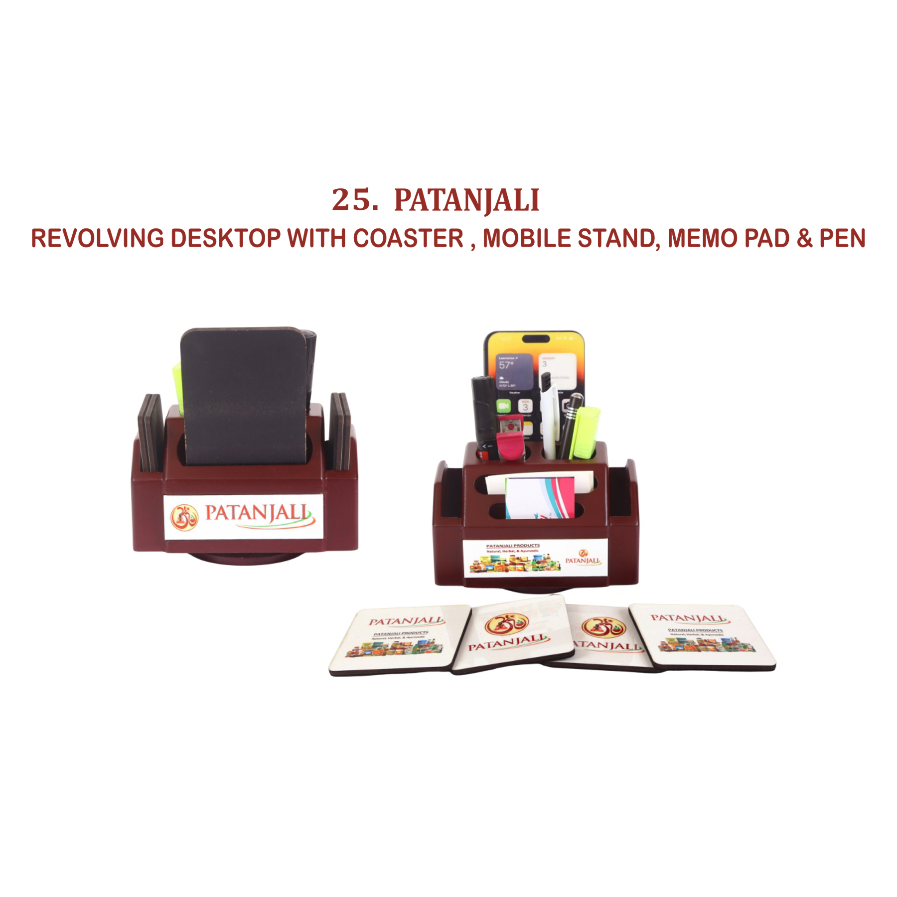 96202525*REVOLVING DESKTOP WITH COASTER  MOBILE STAND MEMO PAD & PEN