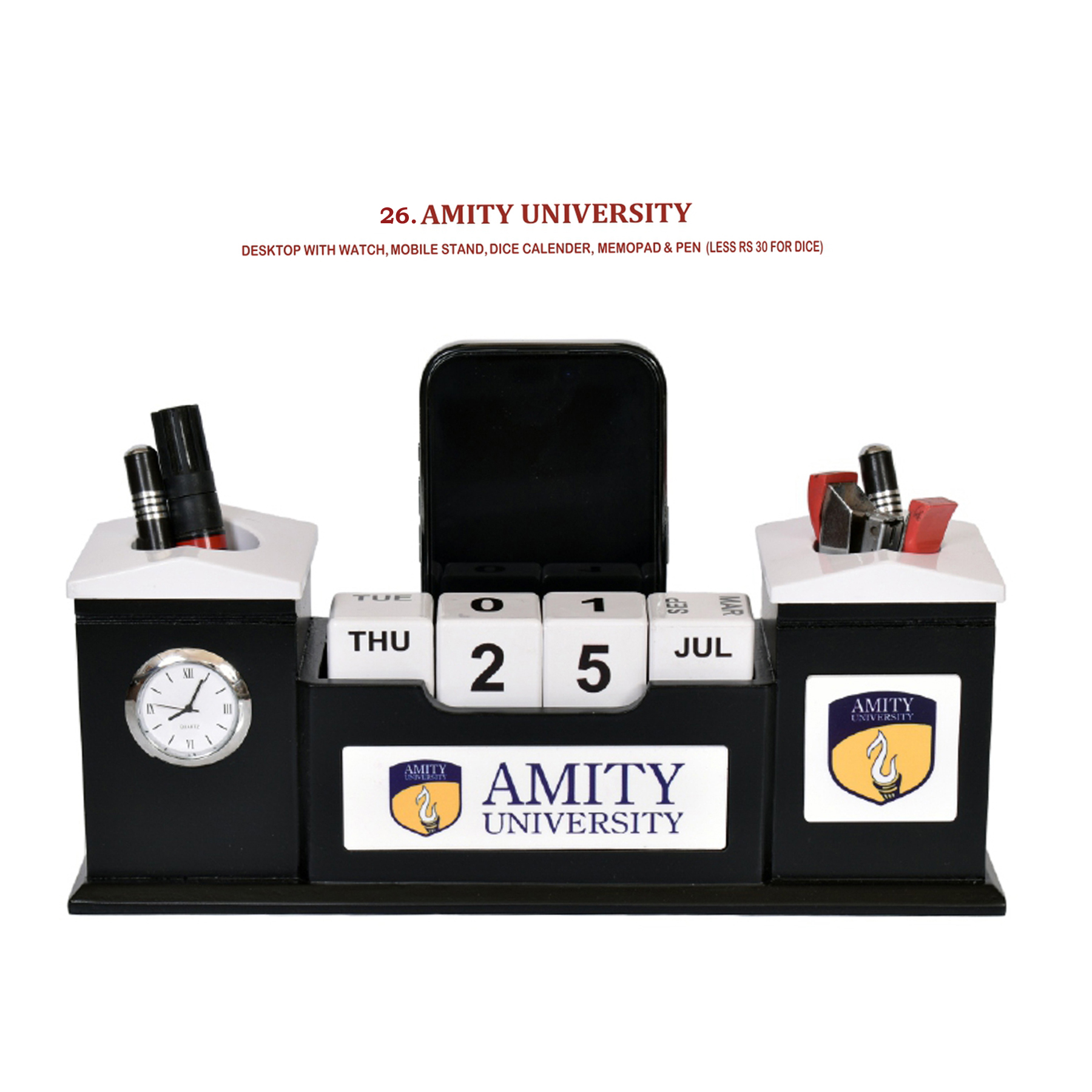 96202526*DESKTOP WITH WATCH MOBILE STAND DICE CALENDER MEMOPAD & PEN