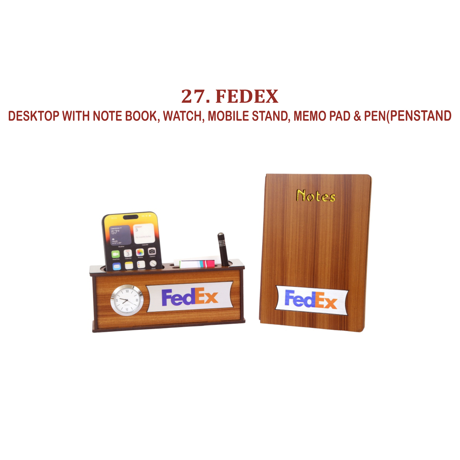 96202527*DESKTOP WITH NOTE BOOK WATCH MOBILE STAND MEMO PAD & PEN
