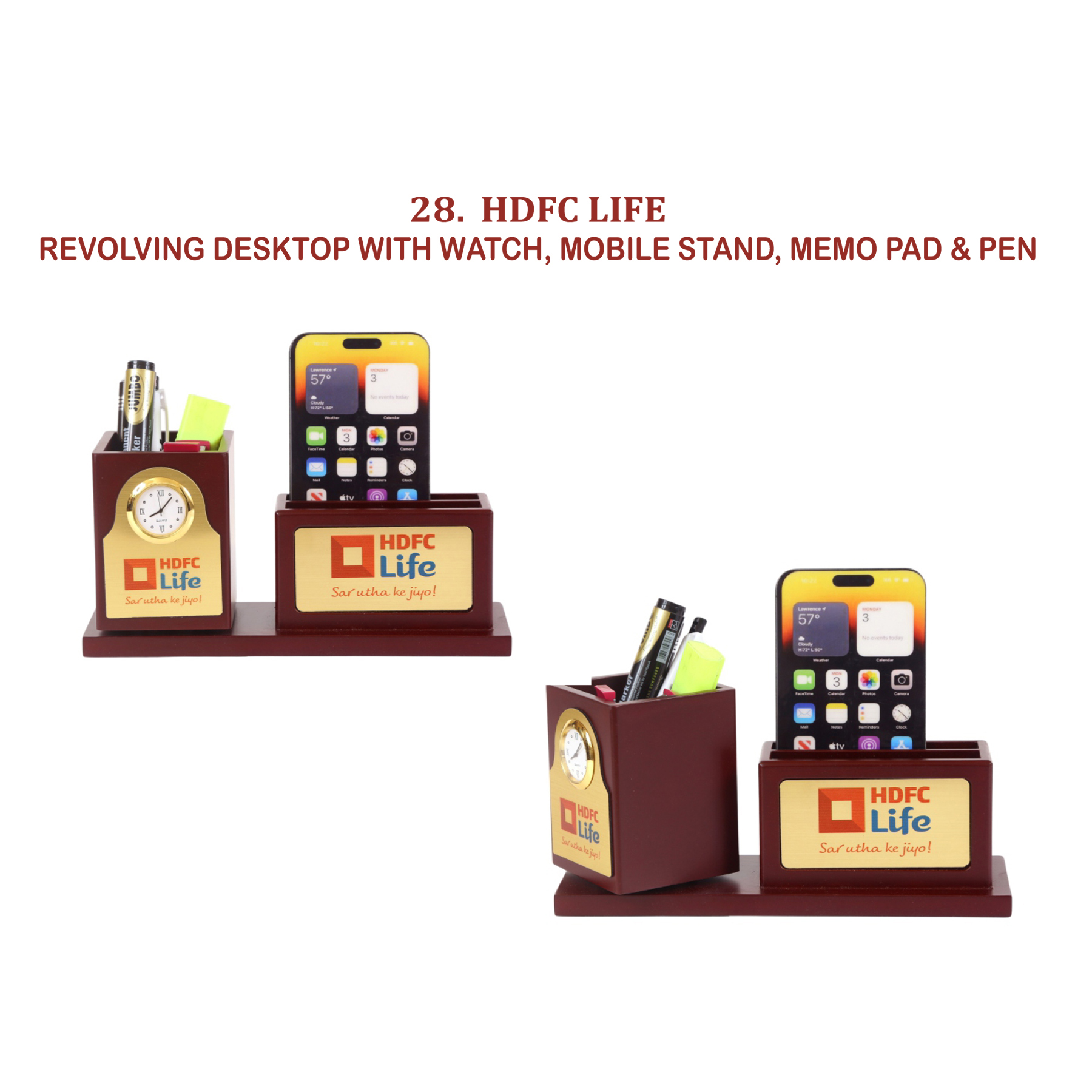 96202528*REVOLVING DESKTOP WITH WATCH MOBILE STAND MEMO PAD & PEN
