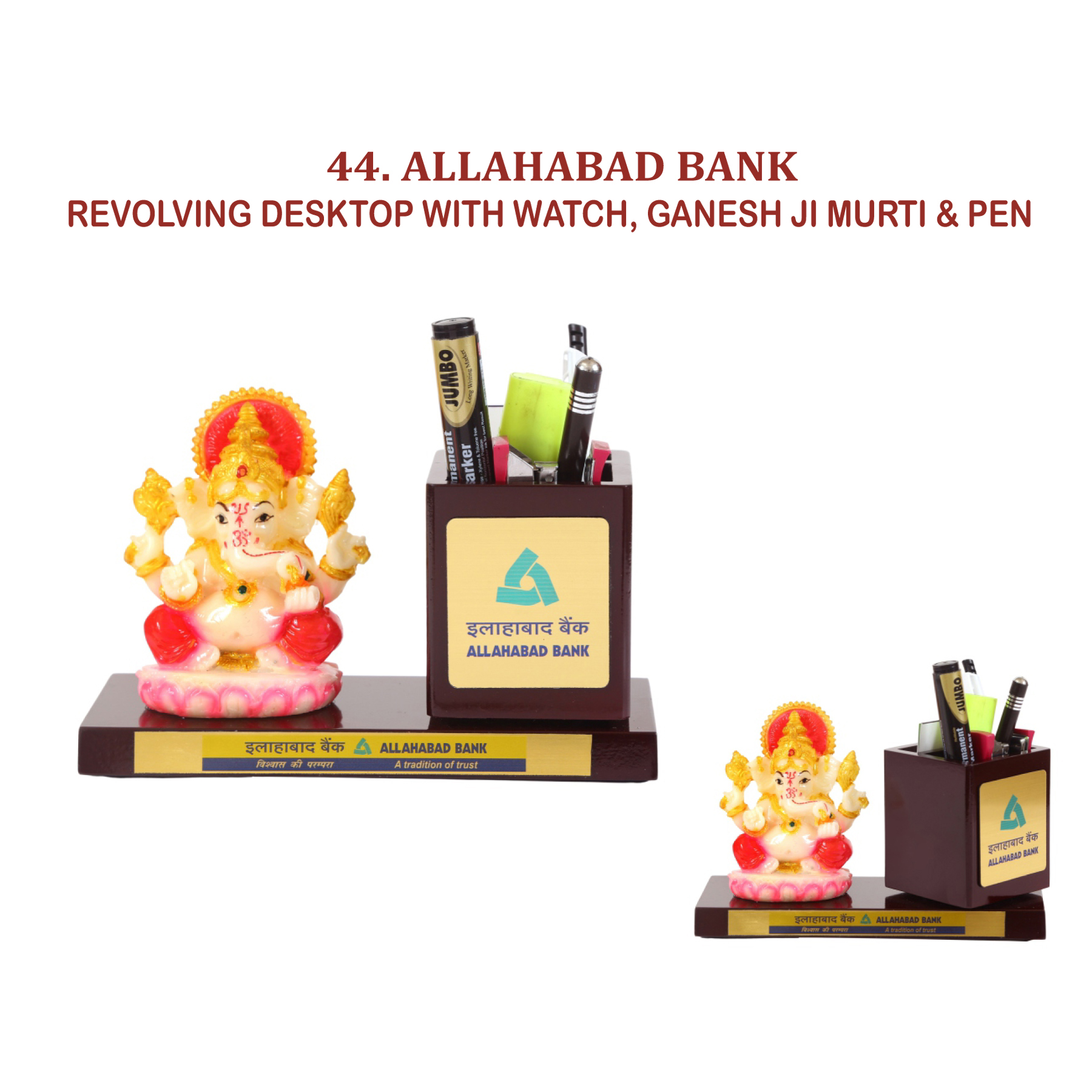 96202544*REVOLVING DESKTOP WITH WATCH GANESH JI MURTI & PEN