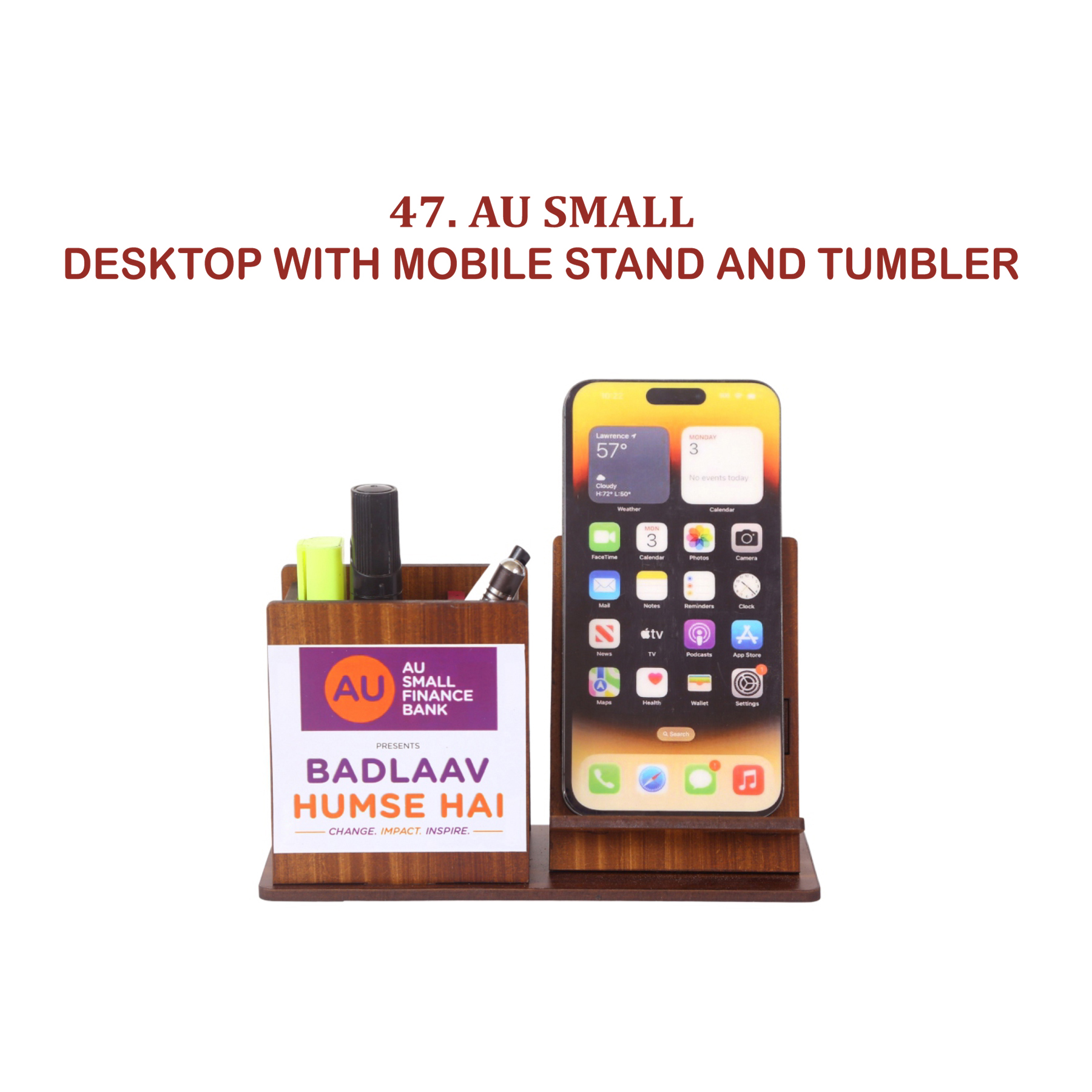 96202547*DESKTOP WITH MOBILE STAND AND TUMBLER
