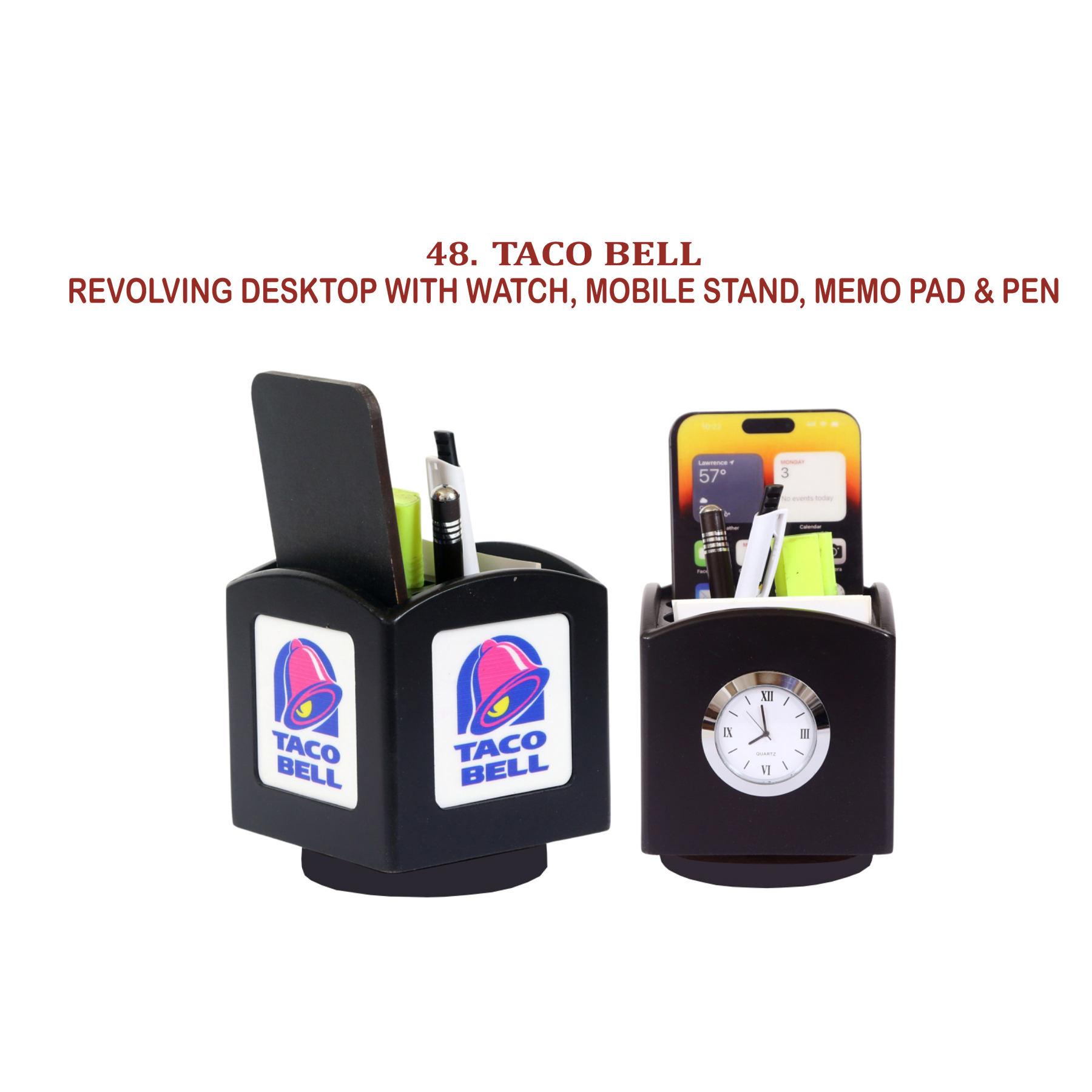 96202548*REVOLVING DESKTOP WITH WATCH MOBILE STAND MEMO PAD & PEN
