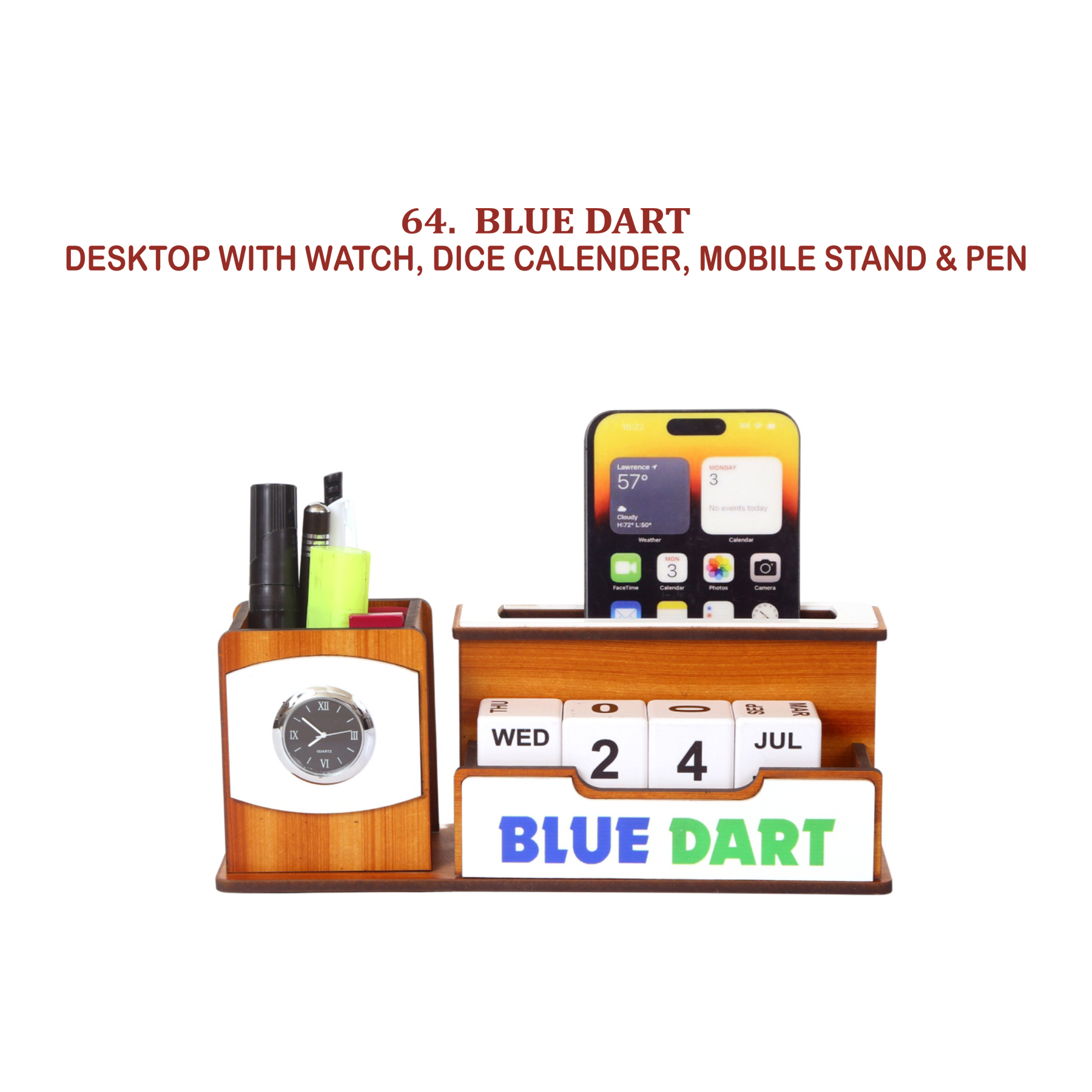 96202564*DESKTOP WITH WATCH DICE CALENDER MOBILE STAND & PEN