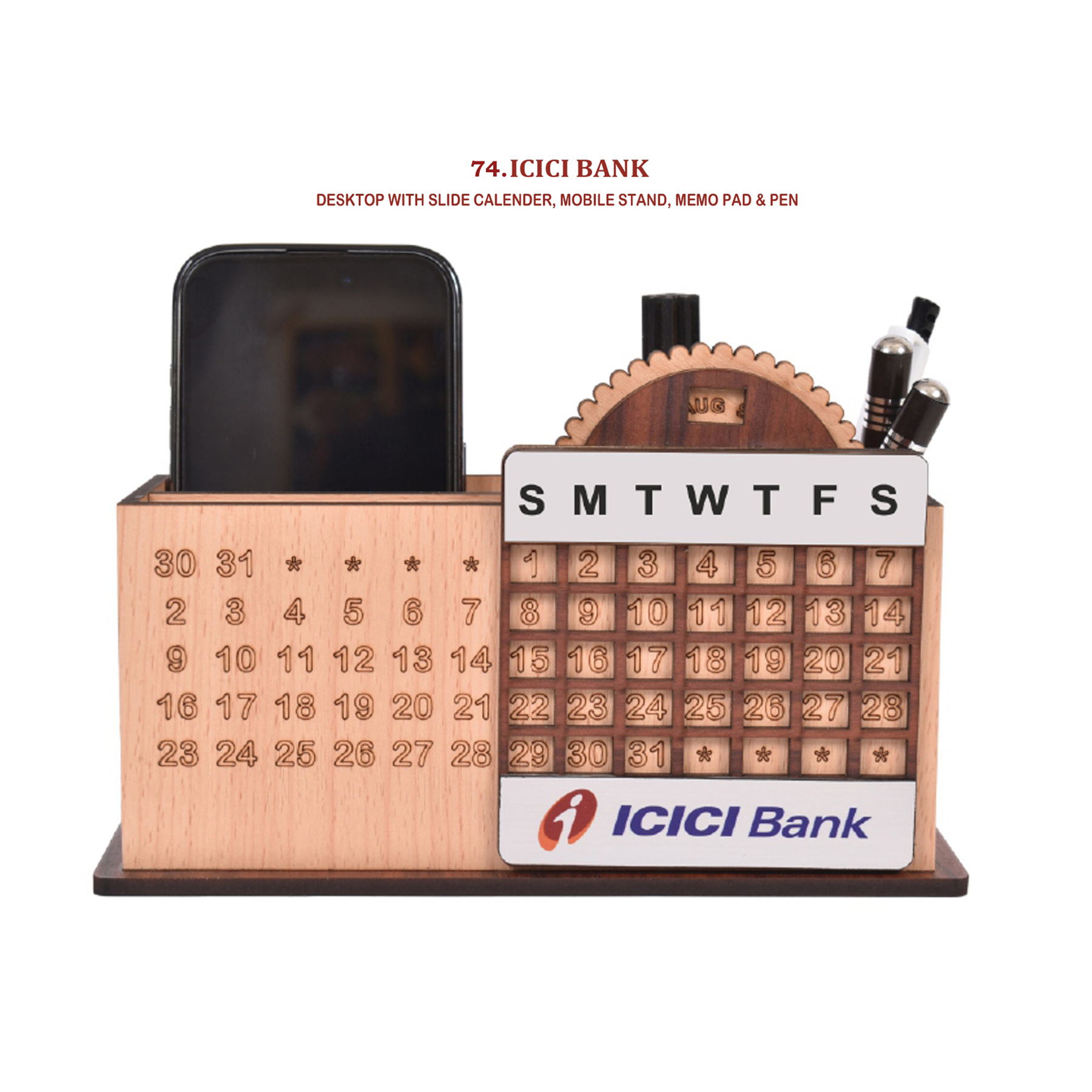 96202574*DESKTOP WITH SLIDE CALENDER MOBILE STAND MEMO PAD & PEN