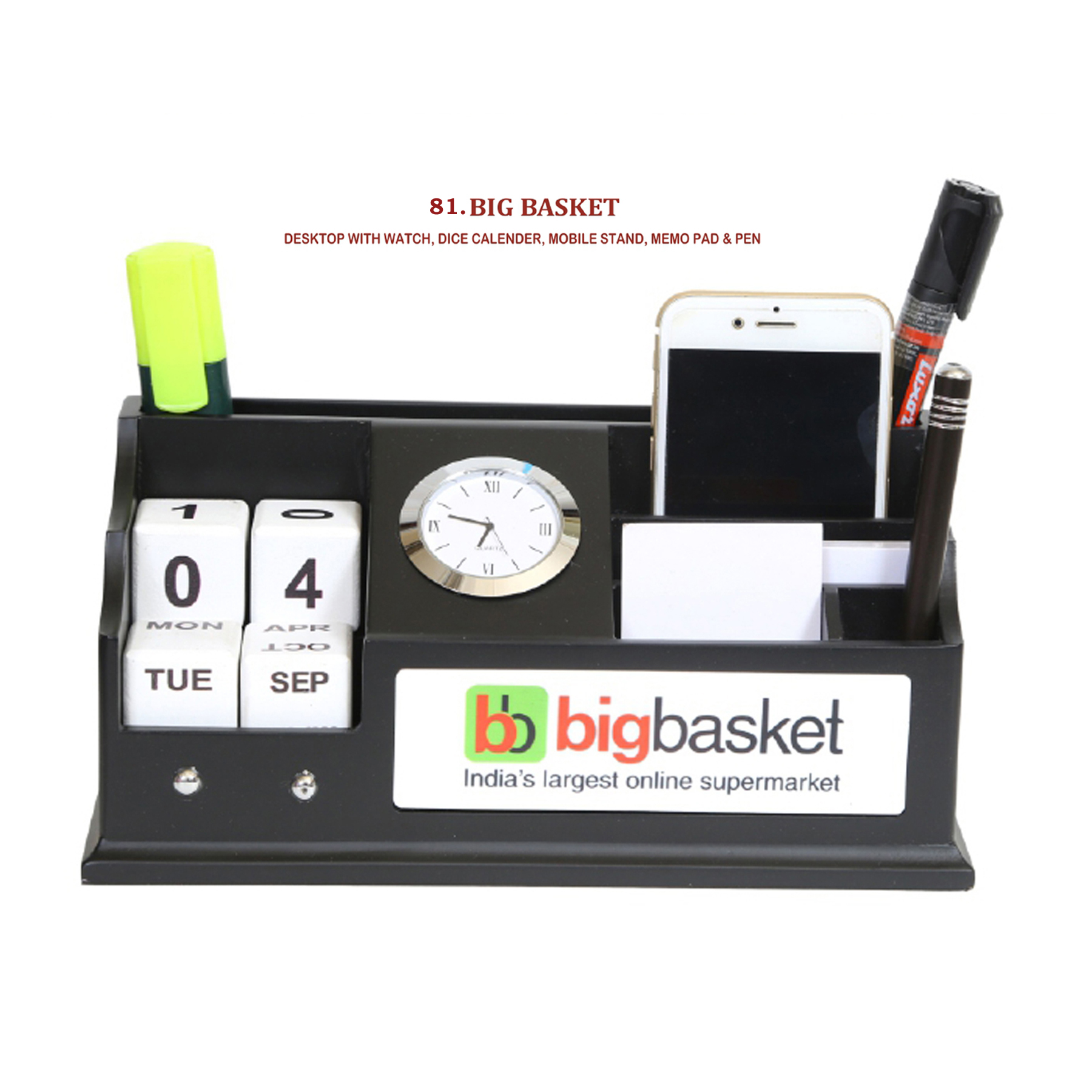96202581*DESKTOP WITH WATCH DICE CALENDER MOBILE STAND MEMO PAD & PEN