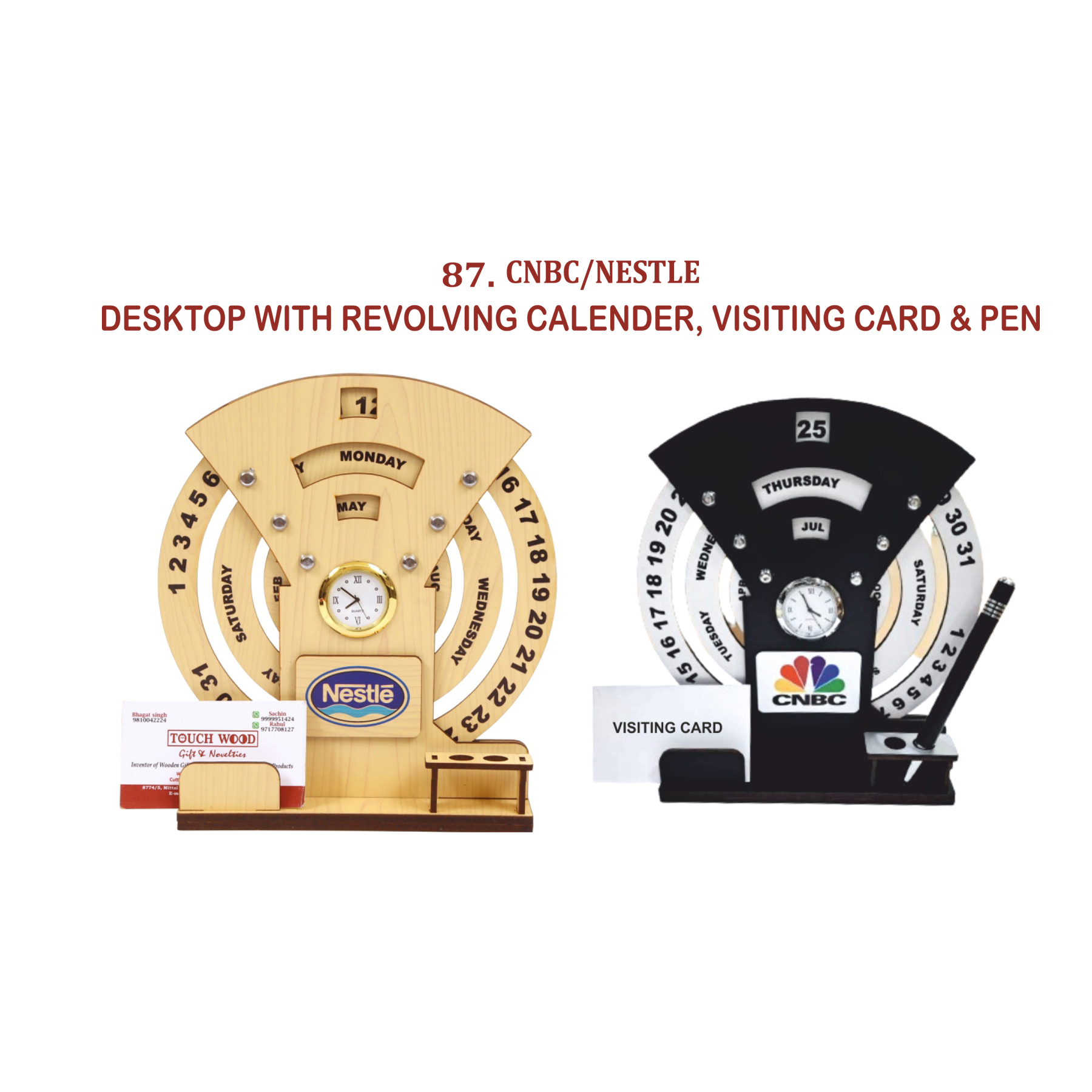 96202587*DESKTOP WITH REVOLVING CALENDER VISITING CARD & PEN