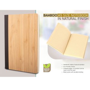 Bamboo A5 Size Notebook In Natural Finish 