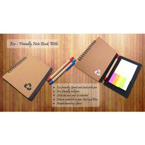Eco notebook with pen and sticky pads