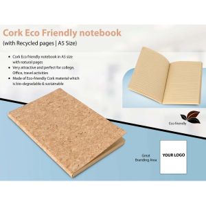 Cork Eco Friendly Notebook With Recycled Pages | A5 Size