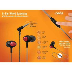 Artis In-Ear Wired Earphone With Mic And Clip | Soft Touch Material
