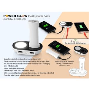 PowerGlow Desk power bank with dual USB 