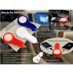 Glow in the dark dual car charger