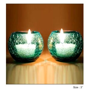 CHM 0150 Glass Candle Holder (set 2 Pc)