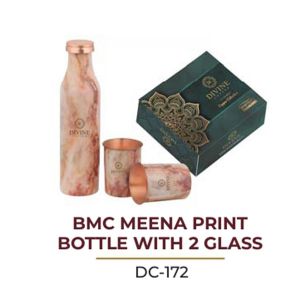 BMC MEENA PRINT BOTTLE WITH 2 GLASS DC172