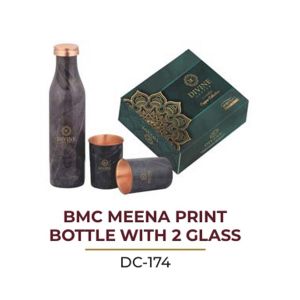 BMC MEENA PRINT BOTTLE WITH 2 GLASS DC174
