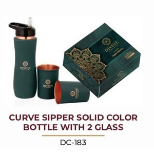 CURVE SIPPER SOLID COLOUR BOTTLE WITH 2 GLASS DC183