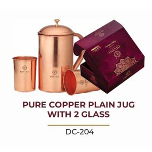 PURE COPPER PLAlN JUG WlTH 2 GLASS DC204