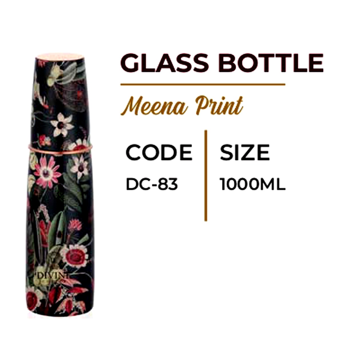GLASS BOTTLE MEENA PRINT DC83