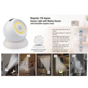 MAGNETIC 720 DEGREE SENSOR LIGHT WITH MOTION SENSOR (WITH DETACHABLE MAGNETIC STAND)