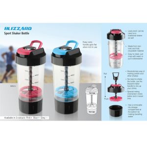 Blizzard Shaker with mixer handle with supplement basket