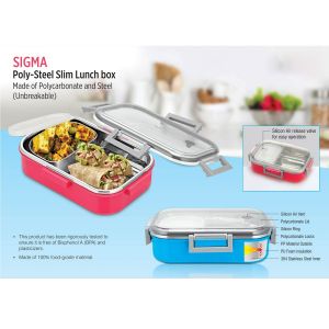 Sigma Poly-Steel Slim Lunch box (Made of Polycarbonate and Steel) (Unbreakable)