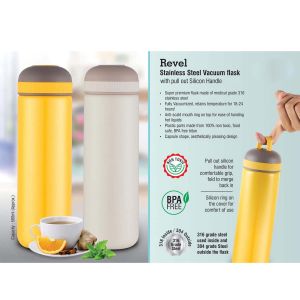 Revel Stainless Steel Vacuum Flask With Pull Out Silicon Handle (500ml Approx)
