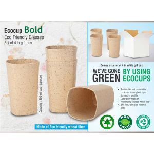 EcoCup Bold: Eco Friendly Glasses | Set Of 4 In Gift Box